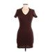 Divided by H&M Casual Dress - Sweater Dress: Brown Chevron/Herringbone Dresses - Women's Size Medium
