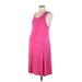 Motherhood Casual Dress - A-Line Scoop Neck Sleeveless: Pink Solid Dresses - Women's Size Small Maternity