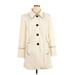 Ashley Stewart Coat: Knee Length Ivory Print Jackets & Outerwear - Women's Size X-Large Plus