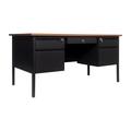 Flash Furniture Cambridge 60" Commercial Double Pedestal Desk w/ 5 Locking Drawers Wood in Brown | 29.25 H x 60 W x 30 D in | Wayfair