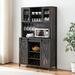 Rubbermaid Farmhouse Bar Cabinet w/ Sliding Barn Door, 70" Rustic Buffet Cabinet w/ Storage Shelves, Liquor Cabinet w/ Wine & Glasses Rack | Wayfair