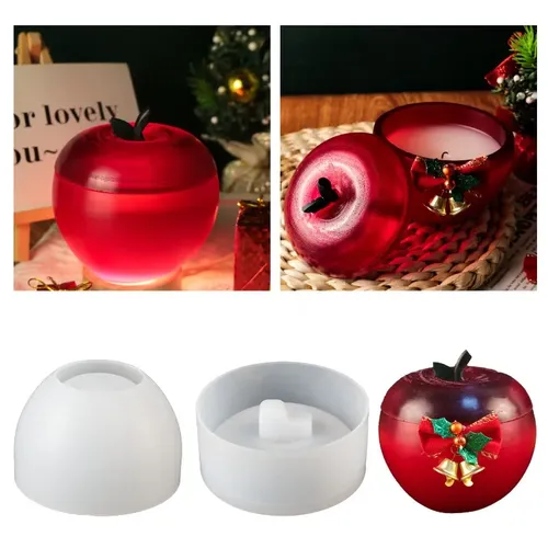 Apfel förmige Silikon glasformen für Harz mit Deckels tiel Frucht schmuck Kerzen glas lebensgroße