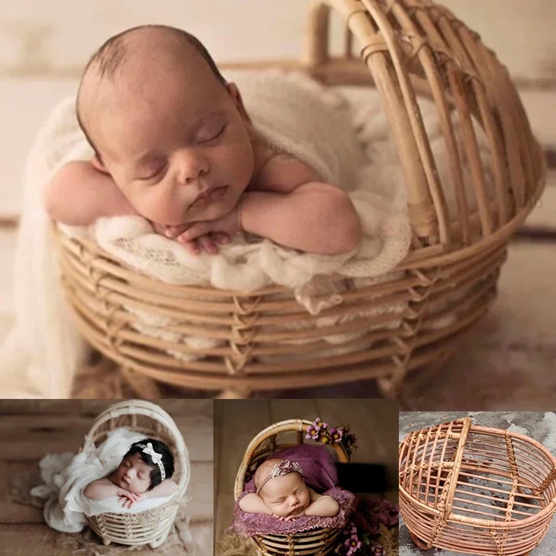 Neugeborenen Fotografie Requisiten Baby Korb Bett Foto Möbel Neugeborenen Rattan Foto Requisiten Foto Hintergrund Fotografia Accesorios Image