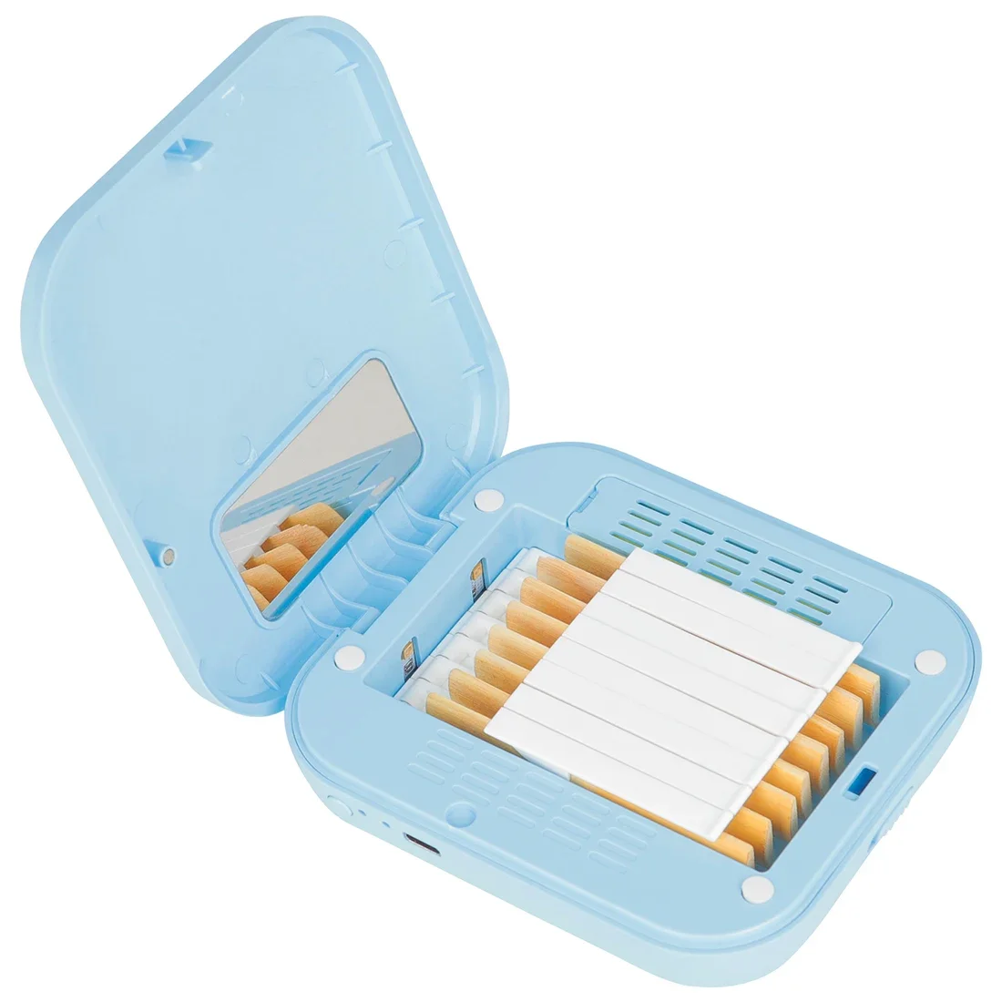 Saxophon Blätter UV Desinfektion Box Tragbare Klarinette Pfeife Feuchtigkeitsspendende Box 8-karte Slot Design Wind Musikinstrument Teile Image