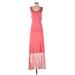 Green Dragon Casual Dress - A-Line Scoop Neck Sleeveless: Pink Print Dresses - Women's Size Small