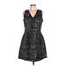 MICHAEL Michael Kors Cocktail Dress - A-Line V-Neck Sleeveless: Black Leopard Print Dresses - New - Women's Size Large