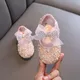 AINYFU-Chaussures en cuir pailletées avec nœud papillon biscuits pour enfants chaussures simples