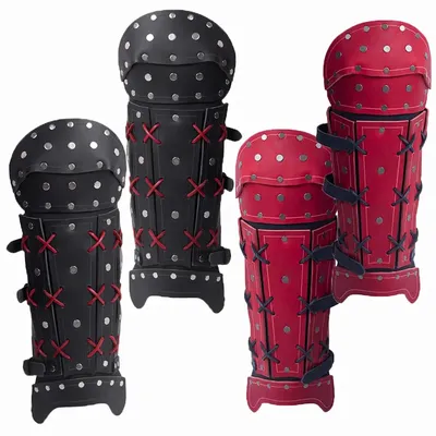 Mittelalterliche Samurai PU Leder Beinrüstung Gamaschen Wikinger Pirat Schuh Stiefelüberzug Steampunk Fantasy Greaves Cosplay Kostüm Requisiten LARP Image