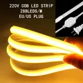 Bande lumineuse LED COB super lumineuse bande flexible prise d'alimentation EU US étanche 1-10m