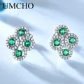 Umcho 925 Sterling Silber Ohr stecker erstellt Smaragd Saphir Edelstein Ohrringe für Frauen