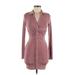 Princess Polly Casual Dress - Shirtdress Collared Long sleeves: Burgundy Solid Dresses - Women's Size 8