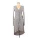 Wishlist Casual Dress - High/Low V Neck Long sleeves: Gray Dresses - Women's Size Medium