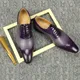 Chaussures en cuir pur pour hommes motif tissé violet Oxford Brogue robe bureau mariage adulte