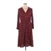 Zara Basic Casual Dress - A-Line V-Neck 3/4 sleeves: Burgundy Dresses - Women's Size X-Large