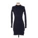Minkpink Casual Dress - Sweater Dress Mock 3/4 sleeves: Blue Print Dresses - Women's Size Small