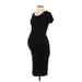 Isabel Maternity Casual Dress - Midi Scoop Neck Short sleeves: Black Print Dresses - Women's Size X-Small