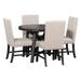 Gracie Oaks Trexm 5-piece Retro Dining Set w/ Extendable Round Table, Removable Middle Leaf, & 4 Upholstered Chairs - in Black | Wayfair