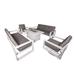 Hokku Designs 5 Piece Patio Dining Set Fire Pit Table w/ 2 Armchair + 2 x 3 Seater Sofa in White | 25.2" H x 55.11" L x 33.46" W | Wayfair