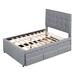 Red Barrel Studio® Upholstered Platform Bed w/ Pull-Out Trundle & 3 Drawers, Solid Wood in Gray | Full/Double | Wayfair