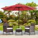 Arlmont & Co. Simion 3 Piece Rattan Seating Group w/ Patio Umbrella Synthetic Wicker/All - Weather Wicker/Metal/Wicker/Rattan/Rust - Resistant Metal | Wayfair