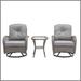 Winston Porter Modern 3 Pieces Outdoor Swivel Rocker Patio Chairs w/ Glass Coffee Table in Gray | Wayfair DE780736C40B440CBEF1BC1FEA74A713