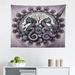 Bungalow Rose Purple Wall Hanging Tapestry Folk Mandala Seahorse Art Mauve Grey, Microfiber in Blue/Brown/Green | 23" H x 28" W | Wayfair