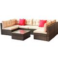 Latitude Run® Patio Furniture Set Sectional Garden Furniture Corner Sofa Set in Brown | Wayfair 6063ED141051474DB0ED7063342AB9E2