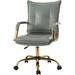 Orren Ellis Faux Leather Home Office Desk Chair, Adjustable Swivel Computer Chair w/ Golden Legs & Arms, Comfy Upholstered Task Chair, sage | Wayfair