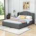 Red Barrel Studio® Dienna Linen Platform Bed w/ Headboard & 4 Drawers Wood & /Upholstered/Linen in Gray | 42 H x 64 W x 86 D in | Wayfair