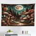 Winston Porter Aesthetic Wall Hanging Tapestry Trippy Ethnic Mushroom Dark Teal Purple Orange, Microfiber | 23" H x 28" W | Wayfair