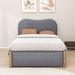 Latitude Run® Jankell Wood Upholstered Platform Bed w/ Twin Trundle Upholstered in Gray | 44 H x 55.9 W x 79.9 D in | Wayfair