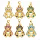 OCESRIO Trendy Multicolor Crystal Heart Bear Pendant for Necklace Copper Gold Plated Crown Jewelry