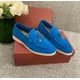 Women&Man Flat Shoes Khaki Suede Summer Walk Shoes Metal Lock Slip-on Lazy Loafers Causal Moccasin