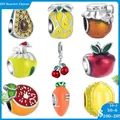 Brand new Silver 925 Charms Pandora Orange Apple Cherries bead decoration fit Woman original Pandora