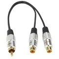 1 Male To 2 Female Metal RCA Female To Dual 2-RCA Male Gold Plated Adapter Stereo Splitter Y Audio