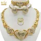 Indian Bride Heart Xoxo Jewelery Sets Plated Necklace Rings Bracelet Earring Set For Women Dubai