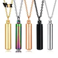 Vnox Minimalist Urn Cremation Necklaces for Men Women Hollow Tube Memorial Ashes Pendant Vial