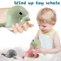 Baby Kids Shower Water Play Toys Solid Color Whale Cartoon Animal Floating Wind Up Toys For Toddle