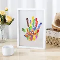 Clear Family Handprint Kit fai da te fatto a mano ricordo cornice in legno neonato Keepsake Baby