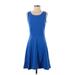 Cynthia Rowley TJX Casual Dress - A-Line Scoop Neck Sleeveless: Blue Solid Dresses - Women's Size Small