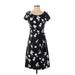 Talbots Casual Dress - A-Line Scoop Neck Short sleeves: Black Print Dresses - Women's Size Small Petite