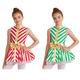 Kids Girls Christmas Santa Candy Cane Costume Dress Sleeveless Stripes Print Tutu Leotard Dress Dancewear