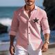 Etoiles Décontractées Homme Chemise Chemise Lin Extérieur du quotidien Vacances Printemps Automne Revers manche longue Noir, Blanche, Rose Claire S, M, L Polyester Chemise