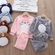 Ensemble de pyjama Fille Bébé Printemps Automne Adorable manche longue Ensemble deux pièces Bow Bear gris Ensemble deux pièces souris en peluche rose Ensemble deux pièces Bow Bear bleu Animal Bande