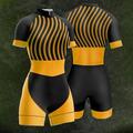 Femme Maillot et Cuissard Velo Cyclisme Combinaison Triathlon Manche Courte VTT Vélo tout terrain Vélo Route Rose Claire Bleu Orange Rayure Vélo Séchage rapide Poids Léger Lycra Des sports Rayure