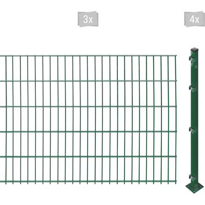 Doppelstabmattenzaun ARVOTEC "ESSENTIAL 103 zum Aufschrauben", grün (dunkelgrün), H:103cm, Stahl, Kunststoff, Zaunelemen