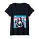 Damen Mona Lisa Pixel Art Vaporwave im Retro-Look T-Shirt mit V-Ausschnitt