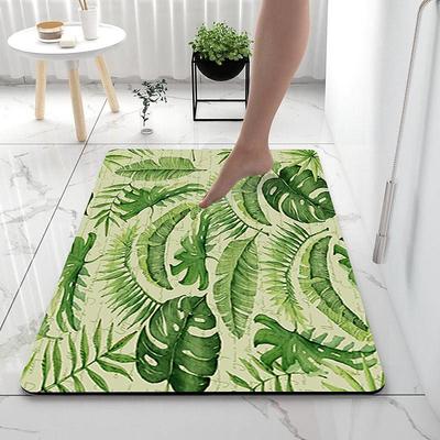 Nordic Green Leaf Bathroom Bath Mat Non-slip Creative Absorbent Bathroom Rug Diatomaceous Earth Non Slip