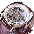 FORSINING Men Mechanical Watch Large Dial Fashion Business Wristwatch Hollow Skeleton Automatic Self-winding Luminous Waterproof Alloy Leather Watch