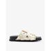 Sian Logo-embossed Metallic Leather Flat Sandals - White - AllSaints Flats